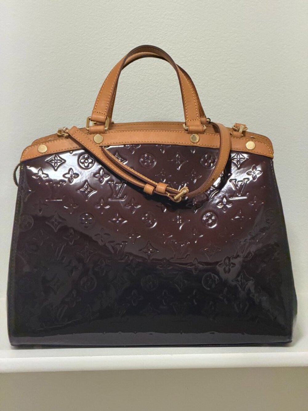 Louis Vuitton Brea MM Monogram Vernis Amarante Satchel w/ Strap